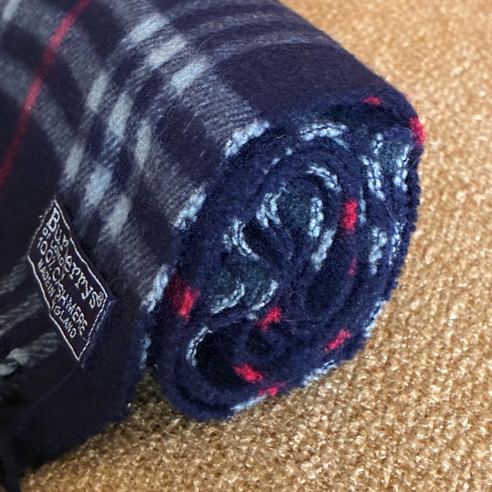 👔 Burberry Navy and Red Plaid Scarf